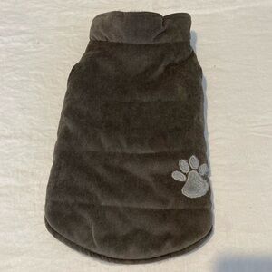 Cozy Gray Dog corduroy Sweater Jacket faux fur lining never worn med